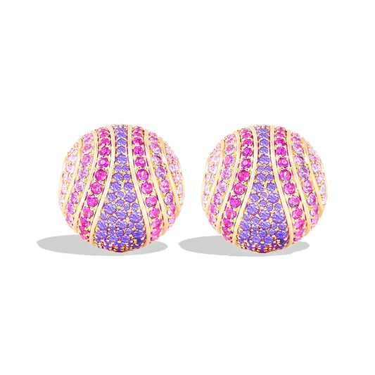 Revel Large Bead Huggie - Rhodolite Garnet, Pink Sapphire & Amethyst