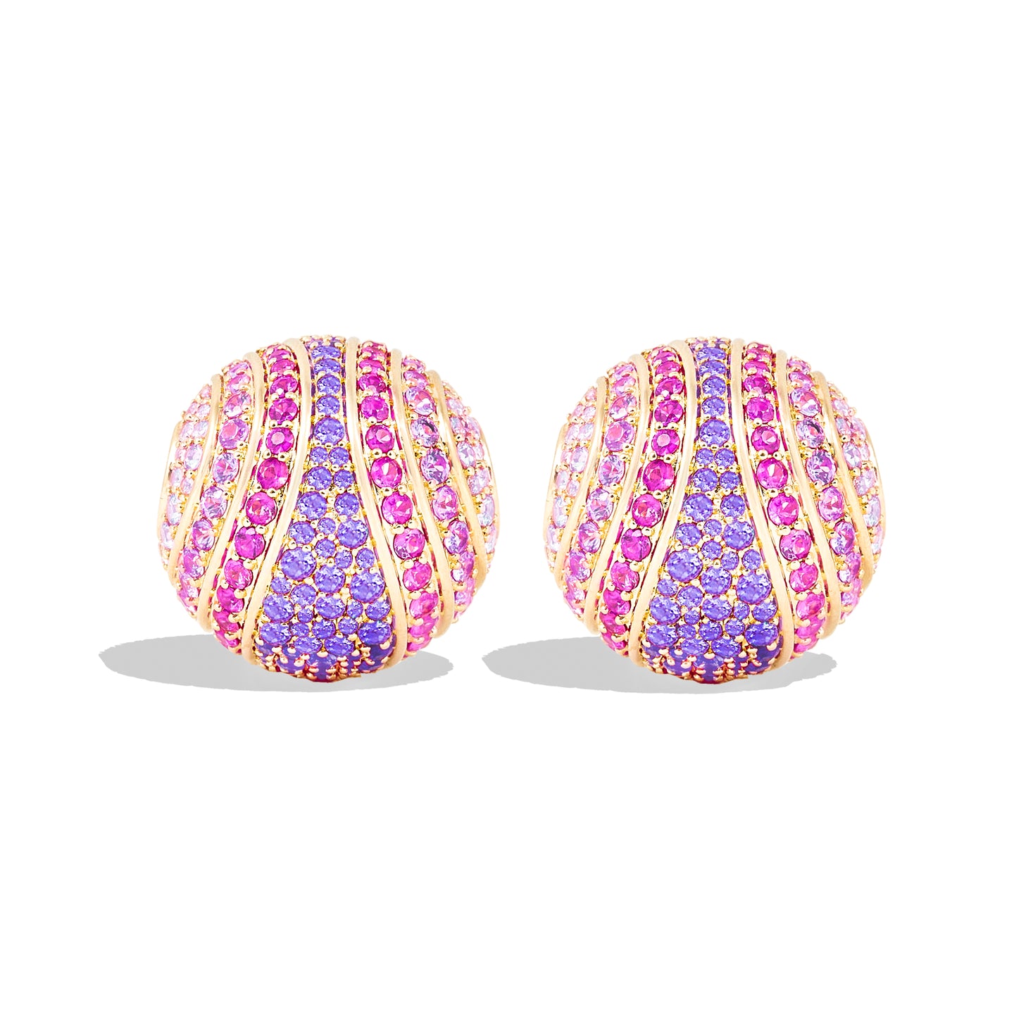 Revel Large Bead Huggie - Rhodolite Garnet, Pink Sapphire & Amethyst