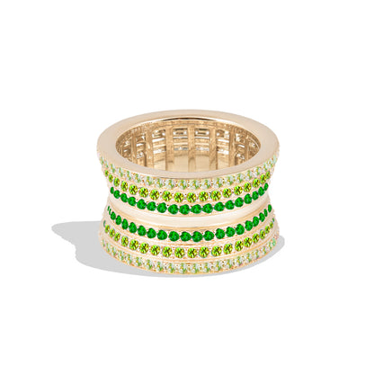 Revel Dimensional Pave Cigar Band - Tsavorite