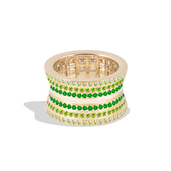 Revel Dimensional Pave Cigar Band - Tsavorite