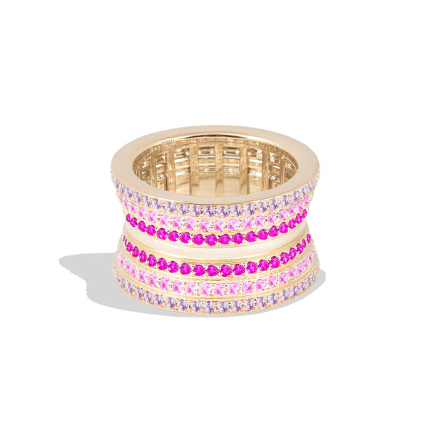 Revel Dimensional Pave Cigar Band - Rhodolite Garnet, Pink Sapphire & Amethyst