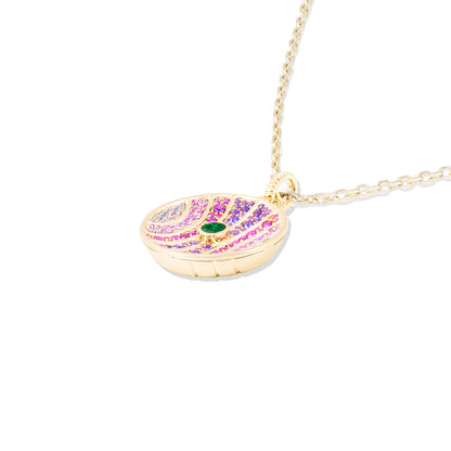 Revel Large Dimensional Pendant - Tsavorite, Amethyst, Rhodolite Garnet & Pink Sapphire