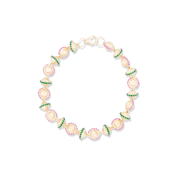 Revel Small Bead Bracelet - Tsavorite & Rhodolite Garnet