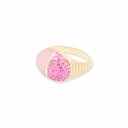 Found Cap Cocktail Ring - Pink Opal & Pink Sapphire