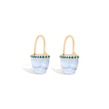 Load image into Gallery viewer, Found Cap Huggie Earring - Blue Lace Agate &amp; Blue Sapphire
