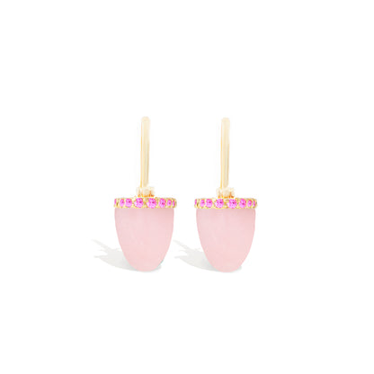 Found Cap Huggie Earring - Pink Opal & Pink Sapphire