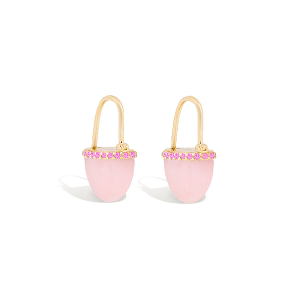 Found Cap Huggie Earring - Pink Opal & Pink Sapphire