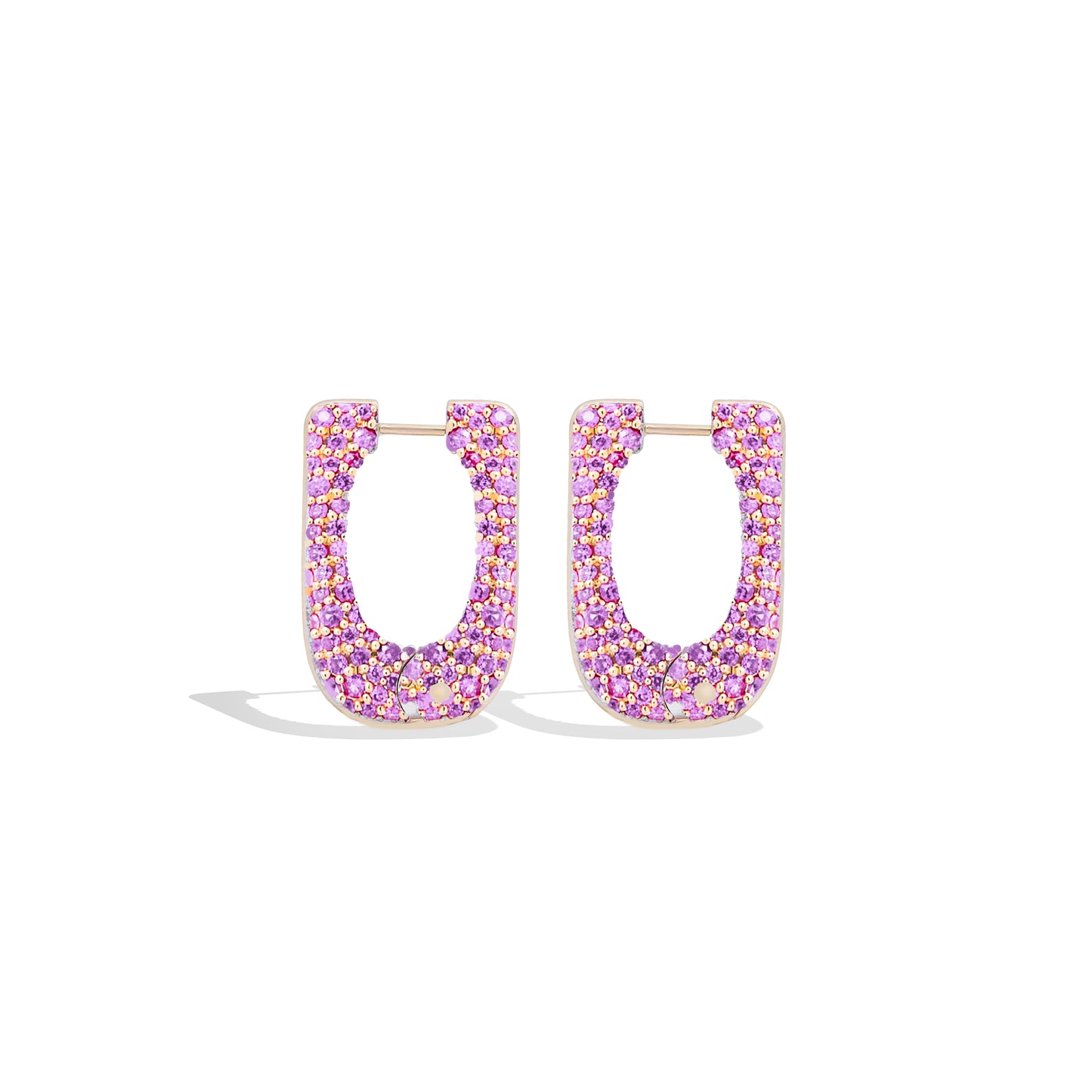 Found Pave Rib Curve Hoop Earring - Blue Sapphire & Amethyst