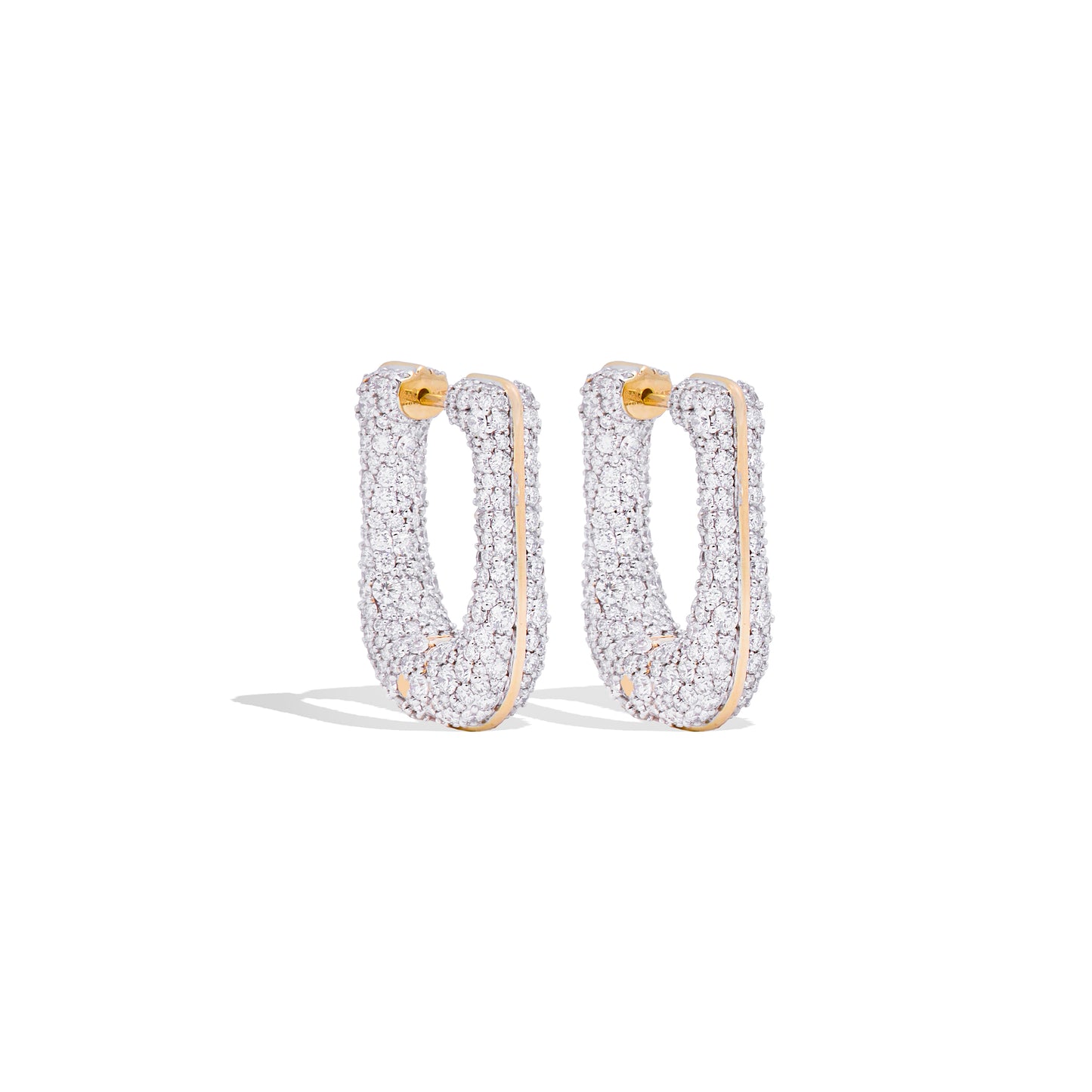 Found Pave Rib Curve Hoop Earring - Diamond