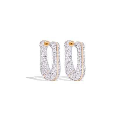 Found Pave Rib Curve Hoop Earring - Diamond