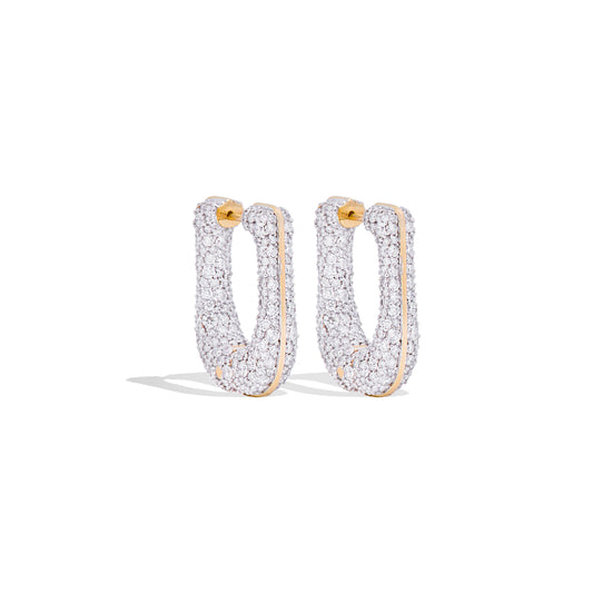 Found Pave Rib Curve Hoop Earring - Diamond