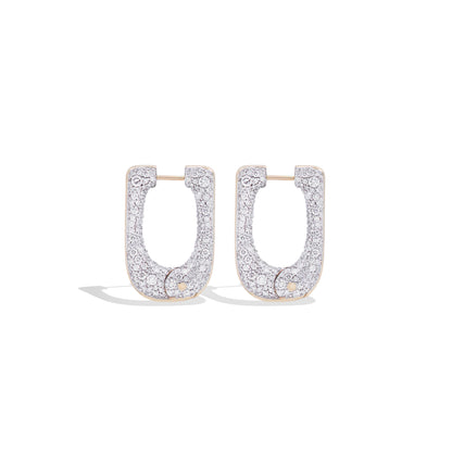 Found Pave Rib Curve Hoop Earring - Diamond