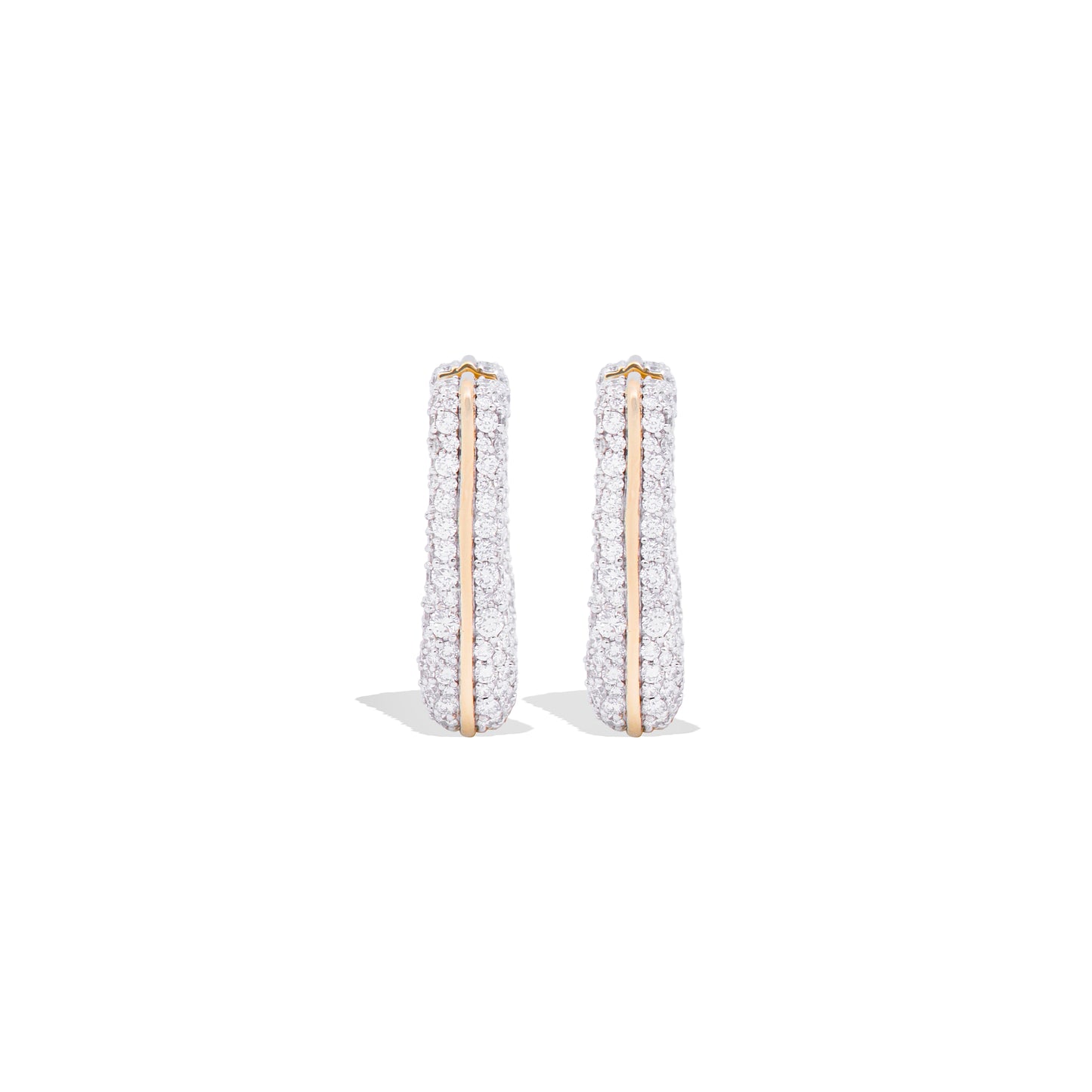 Found Pave Rib Curve Hoop Earring - Diamond