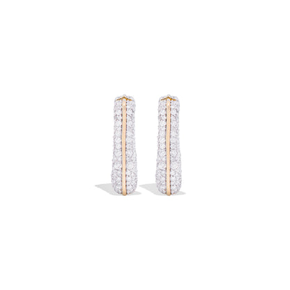 Found Pave Rib Curve Hoop Earring - Diamond