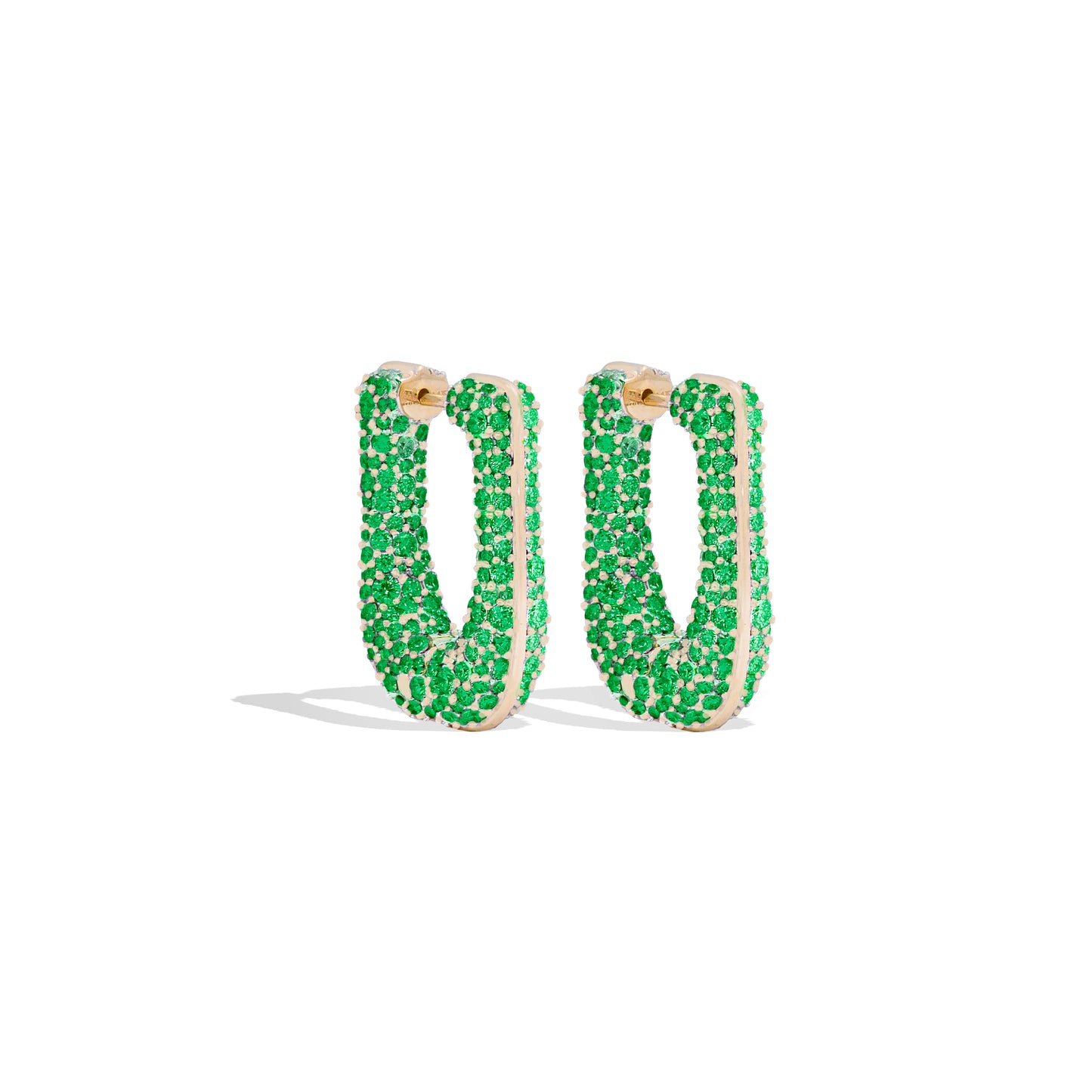 Found Pave Rib Curve Hoop Earring - Tsavorite