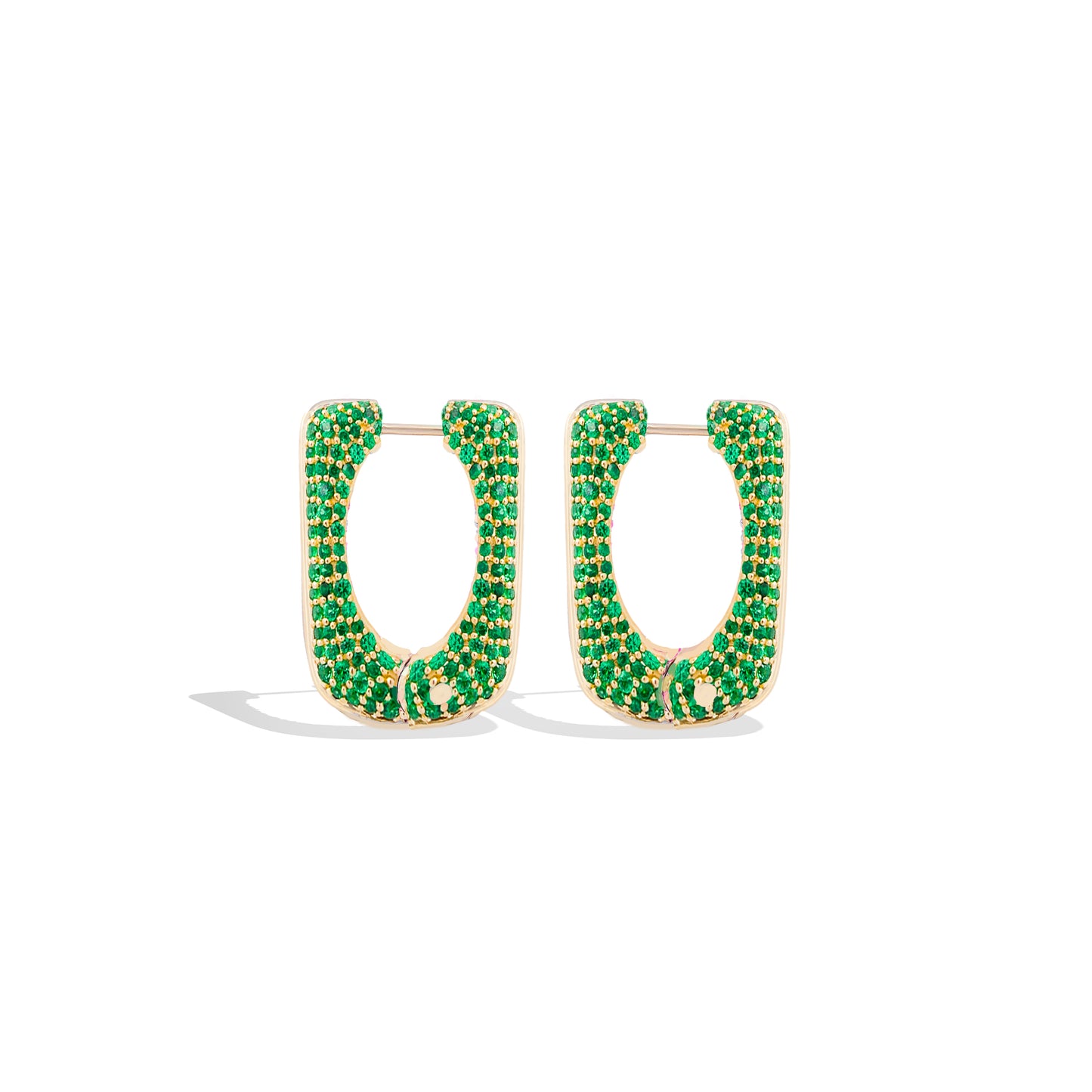 Found Pave Rib Curve Hoop Earring - Tsavorite
