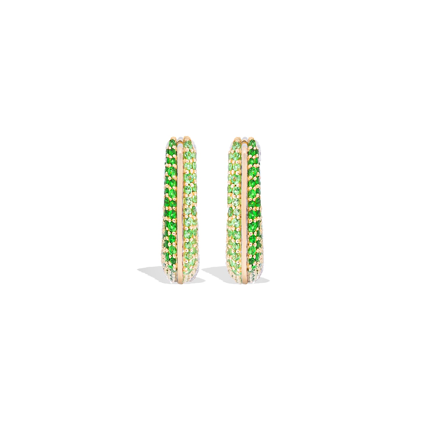 Found Pave Rib Curve Hoop Earring - Tsavorite