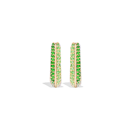 Found Pave Rib Curve Hoop Earring - Tsavorite