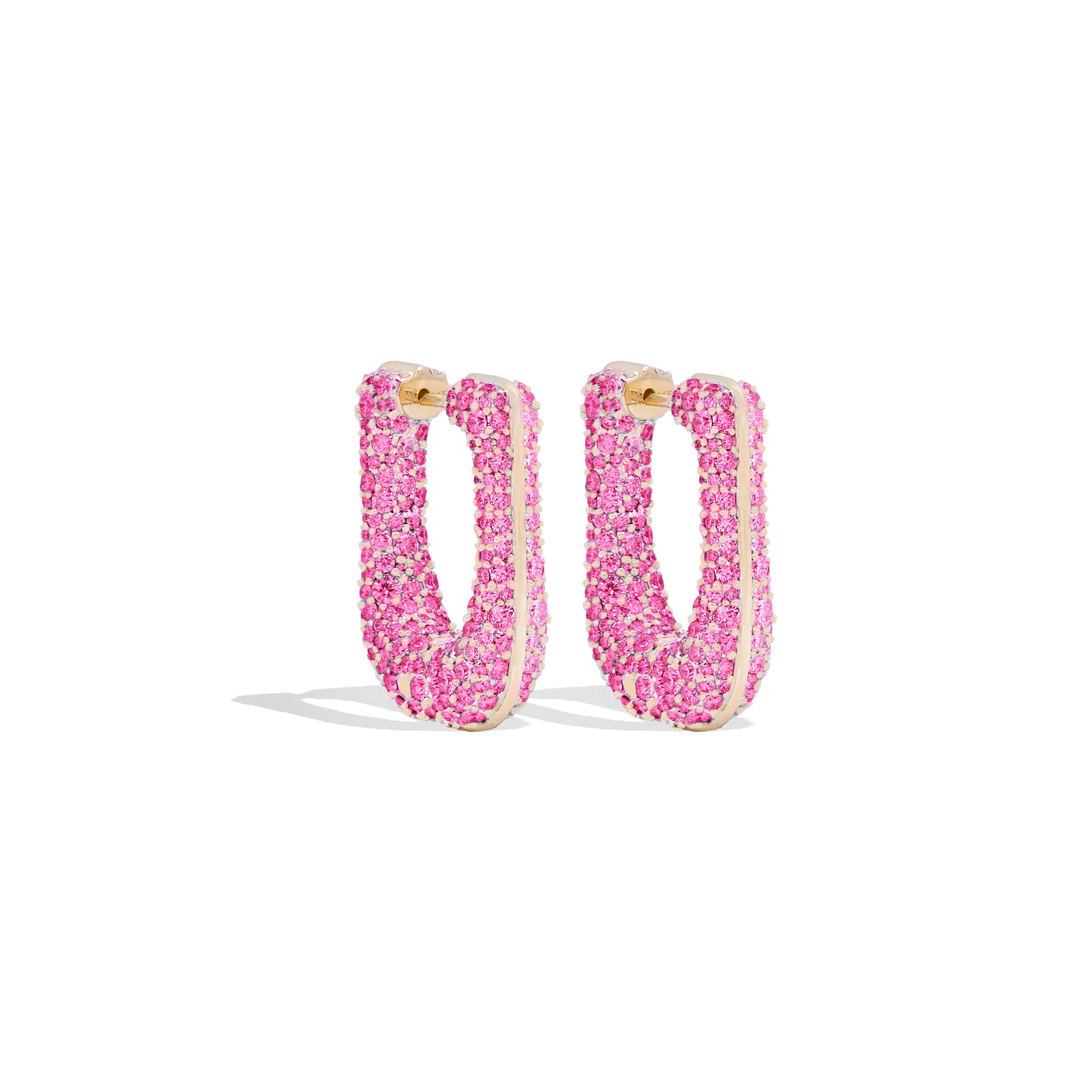 Found Pave Rib Curve Hoop Earring - Pink Sapphire