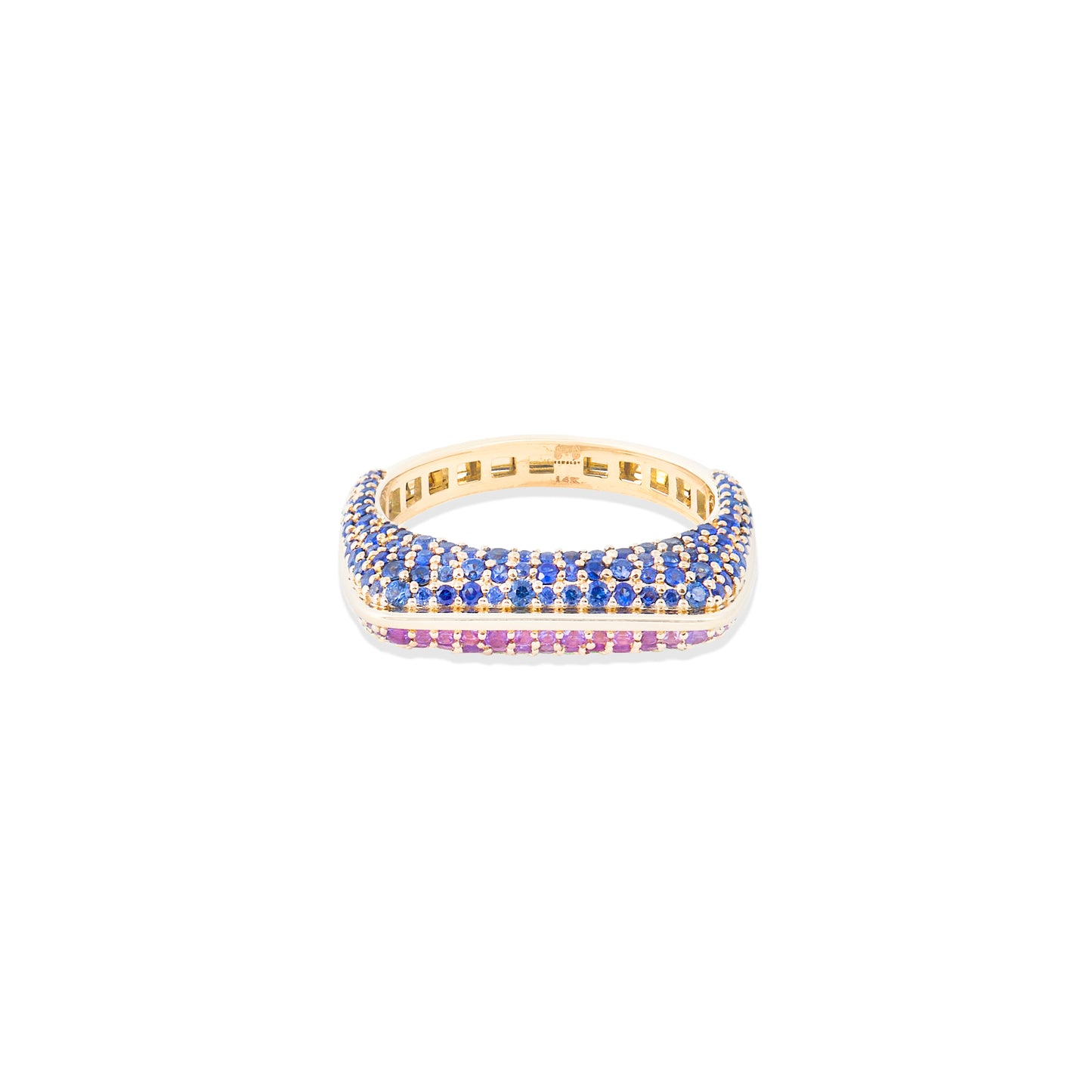 Found Rib Curve Stacking Band Ring - Blue Sapphire & Amethyst