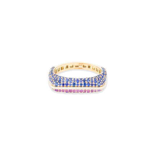 Found Rib Curve Stacking Band Ring - Blue Sapphire & Amethyst