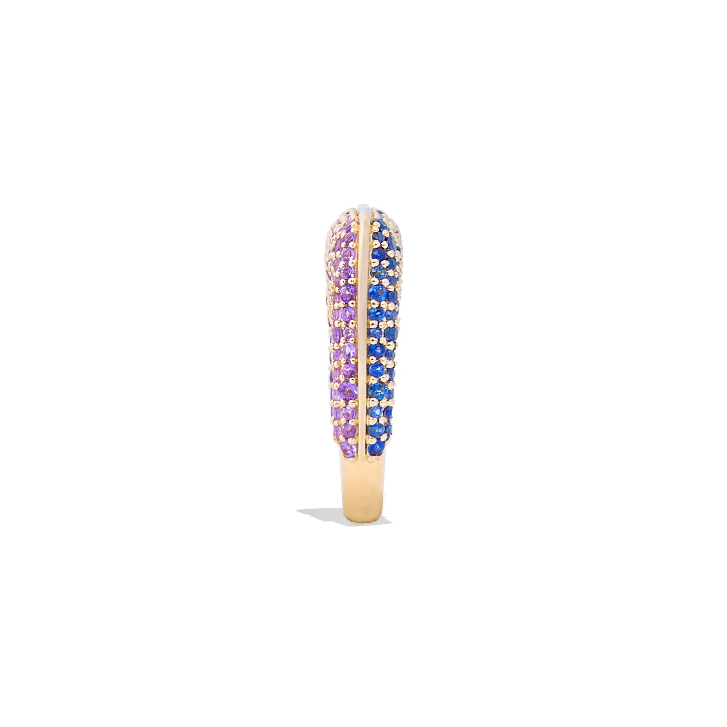 Found Rib Curve Stacking Band Ring - Blue Sapphire & Amethyst