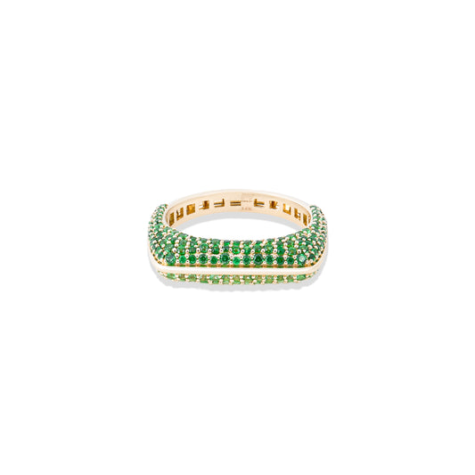Found Rib Curve Stacking Band Ring - Tsavorite
