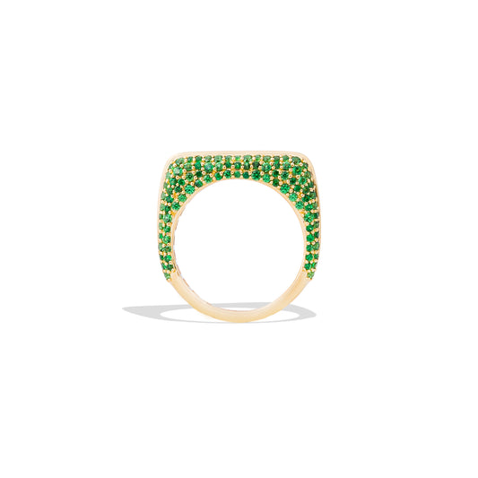 Found Rib Curve Stacking Band Ring - Tsavorite