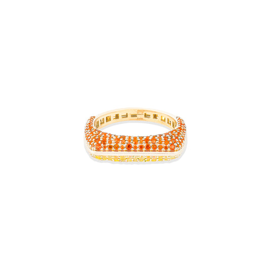 Found Rib Curve Stacking Band Ring - Yellow & Orange Sapphire