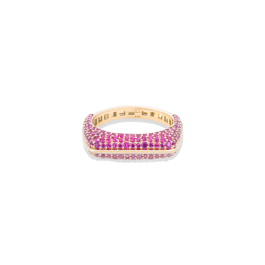 Found Rib Curve Stacking Band Ring - Pink Sapphire
