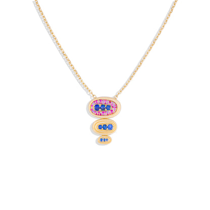 Found Large Nest Pendant Necklace - Blue & Pink Sapphire, Amethyst