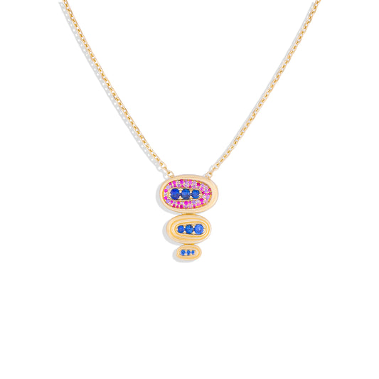Found Large Nest Pendant Necklace - Blue & Pink Sapphire, Amethyst