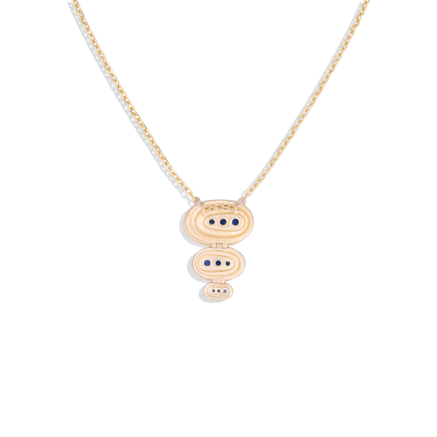 Found Large Nest Pendant Necklace - Blue & Pink Sapphire, Amethyst