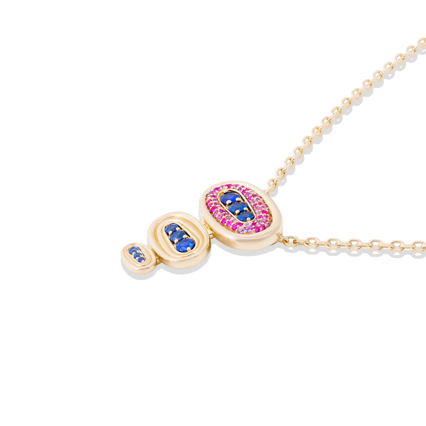 Found Large Nest Pendant Necklace - Blue & Pink Sapphire, Amethyst