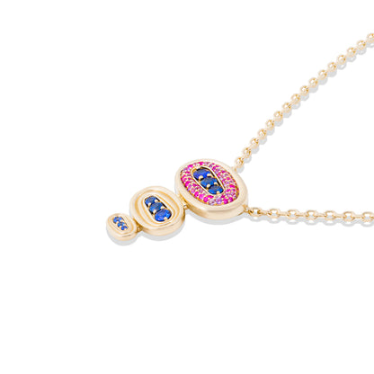 Found Large Nest Pendant Necklace - Blue & Pink Sapphire, Amethyst
