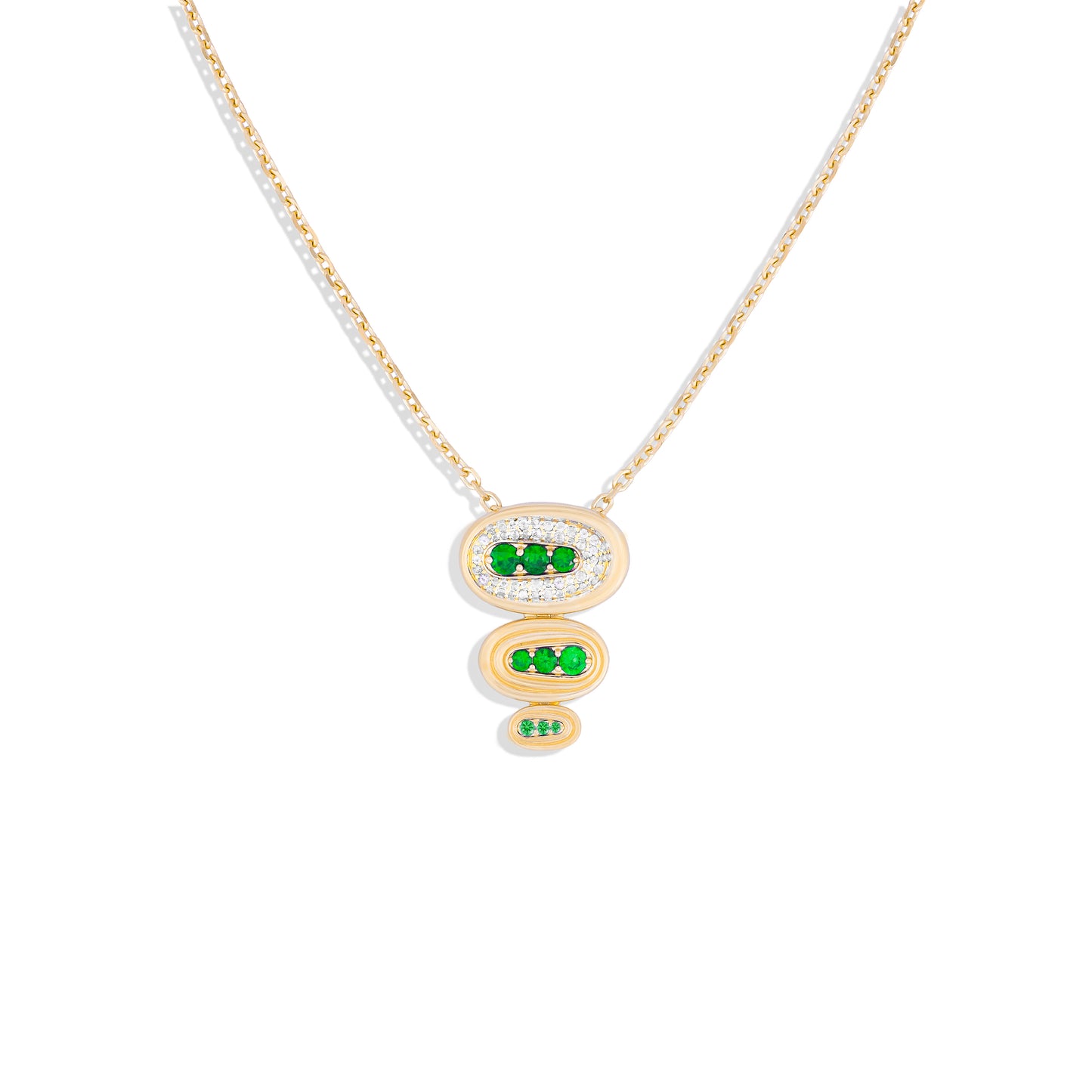 Found Large Nest Pendant Necklace - Tsavorite & Diamond