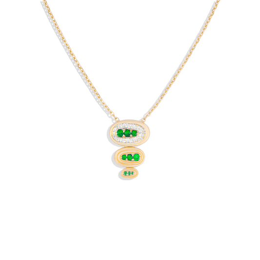 Found Large Nest Pendant Necklace - Tsavorite & Diamond