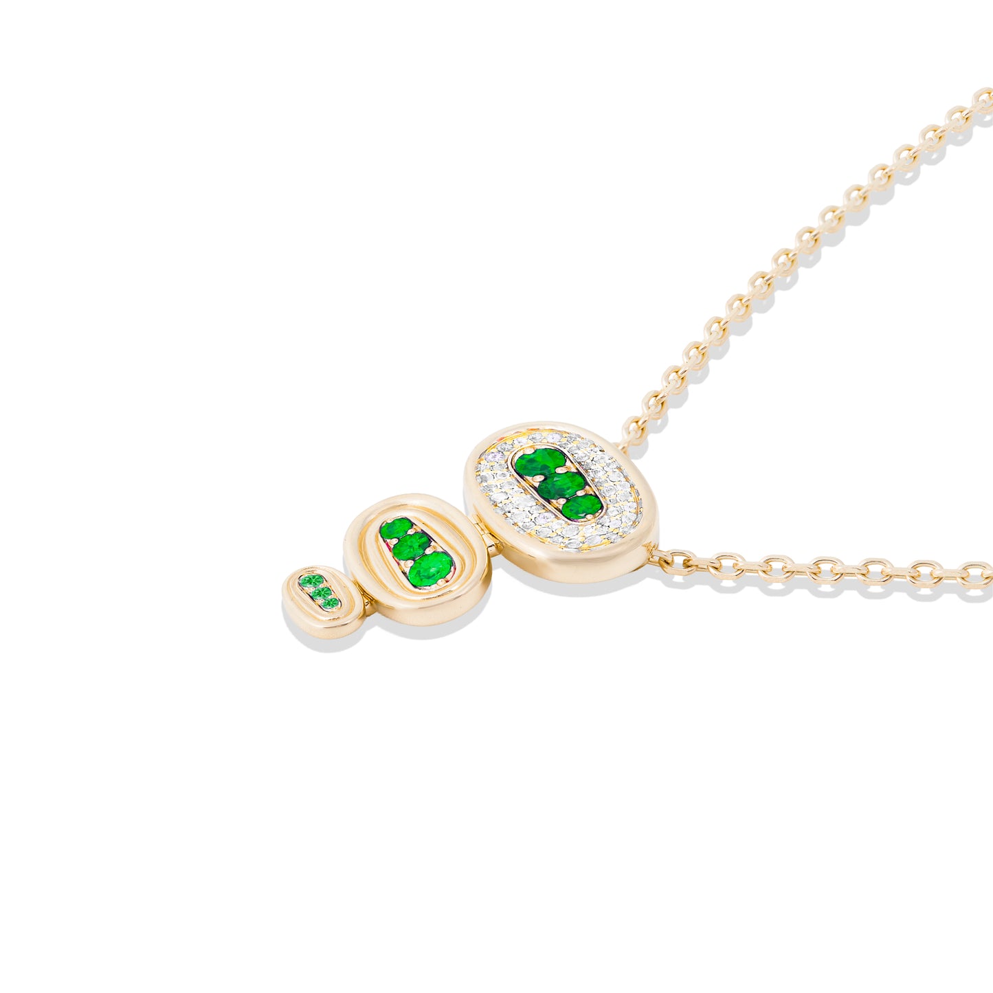 Found Large Nest Pendant Necklace - Tsavorite & Diamond