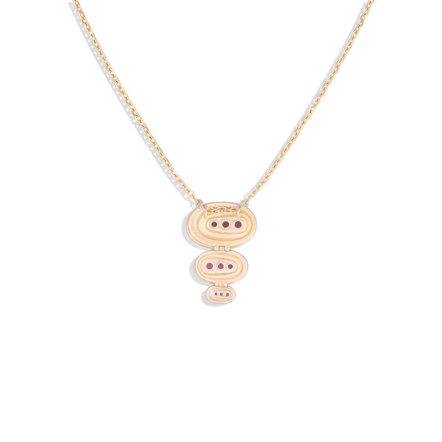 Found Large Nest Pendant Necklace - Pink, Orange & Yellow Sapphire