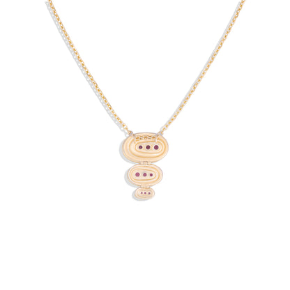 Found Large Nest Pendant Necklace - Pink, Orange & Yellow Sapphire