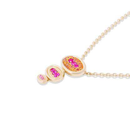 Found Large Nest Pendant Necklace - Pink, Orange & Yellow Sapphire