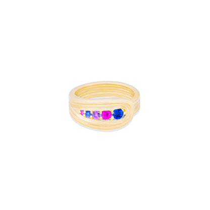 Found Nest Bypass Ring - Blue & Pink Sapphire, Amethyst