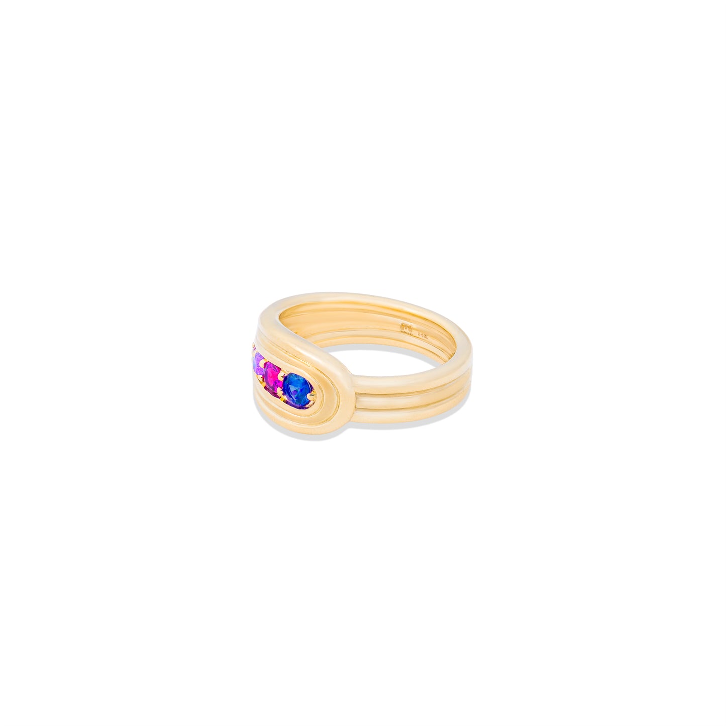 Found Nest Bypass Ring - Blue & Pink Sapphire, Amethyst