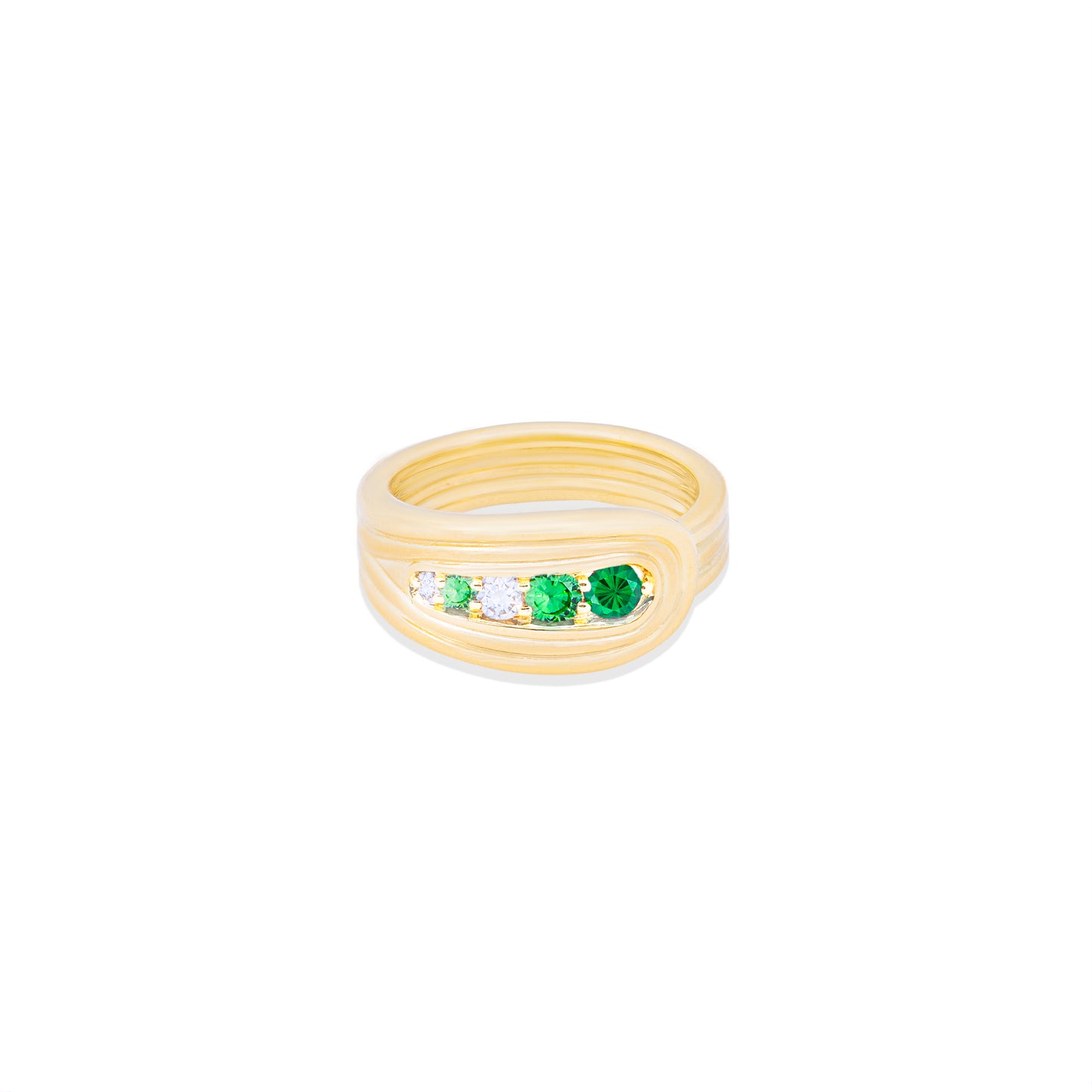 Found Nest Bypass Ring - Tsavorite & Diamond
