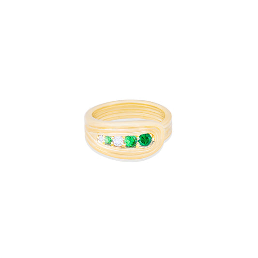 Found Nest Bypass Ring - Tsavorite & Diamond