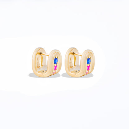 Found Nest Huggie - Blue & Pink Sapphire, Amethyst