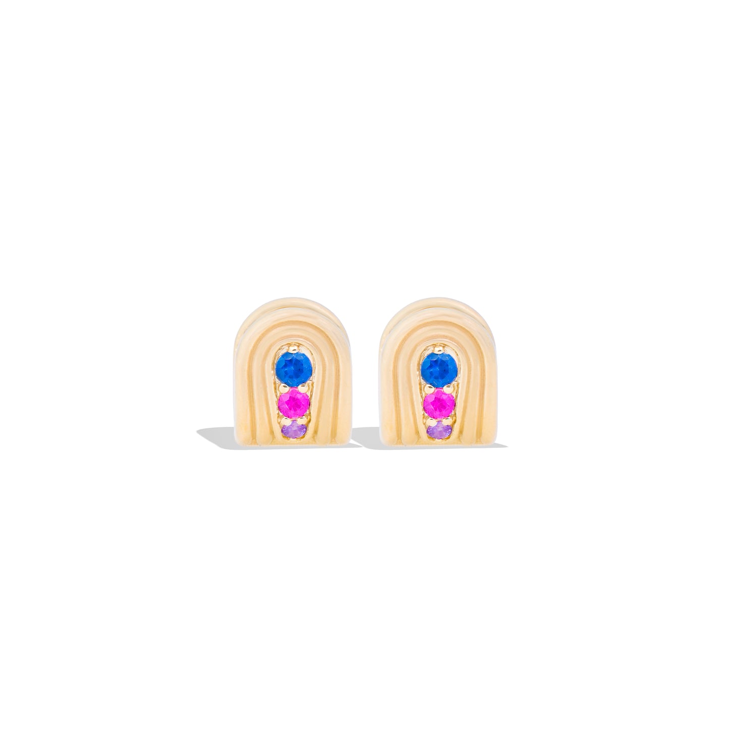 Found Nest Huggie - Blue & Pink Sapphire, Amethyst