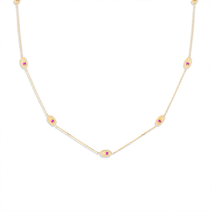 Found Nest Station Necklace - Pink Sapphire