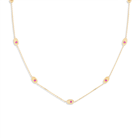 Found Nest Station Necklace - Pink Sapphire