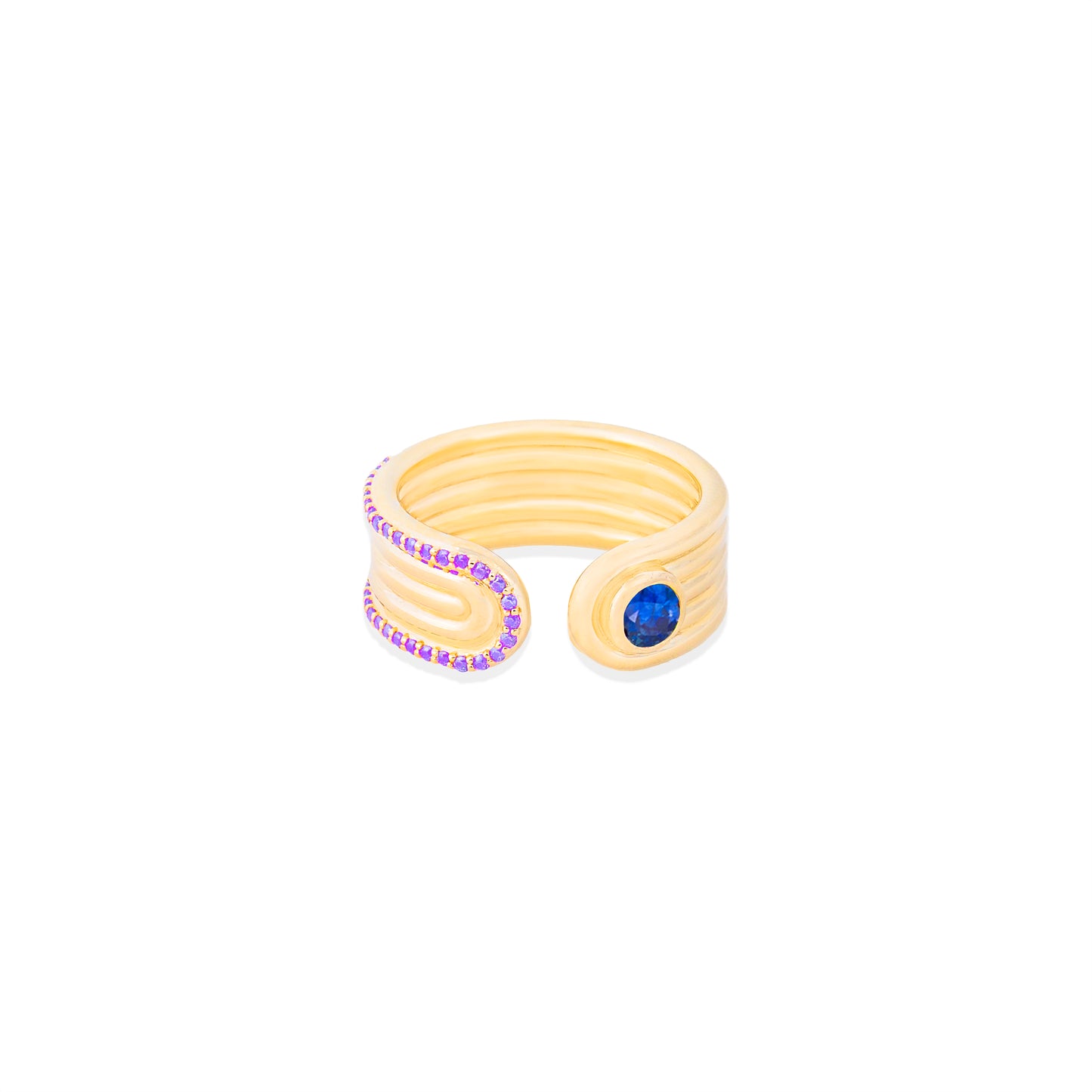 Found Open Ring - Blue Sapphire & Amethyst